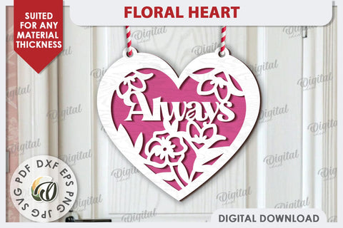 Floral Hearts Laser Cut Decoration Bundle. Layered Hearts SVG Evgenyia Guschina 