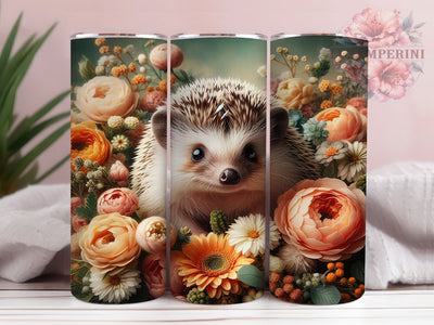 Floral Hedgehog Cute 20oz Tumbler, Cute Gift, Sublimation Wrap, Animal Mug, 20oz Tumbler Design, Floral Hedgehog Art, Woodland Theme Sublimation Li Zamperini 