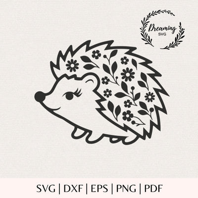 Floral Hedgehog SVG - Flower Hedgehog Cut File - Woodland Animal SVG - Cute Hedgehog Cricut Silhouette SVG DreamingSVG 