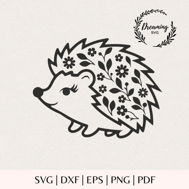 Floral Hedgehog SVG - Flower Hedgehog Cut File - Woodland Animal SVG - Cute Hedgehog Cricut Silhouette SVG DreamingSVG 