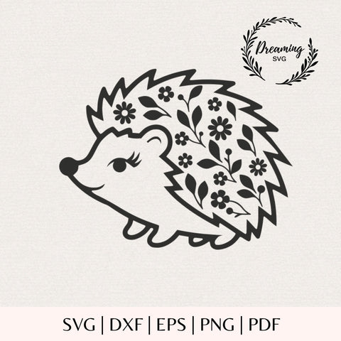 Floral Hedgehog SVG - Flower Hedgehog Cut File - Woodland Animal SVG - Cute Hedgehog Cricut Silhouette SVG DreamingSVG 