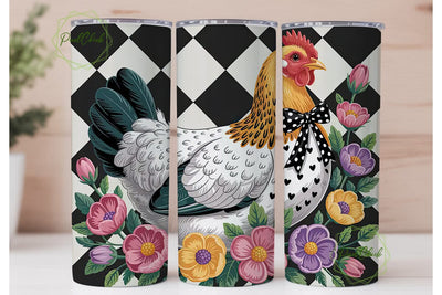 Floral Hen 20oz Tumbler Wrap Sublimation PixelChick 