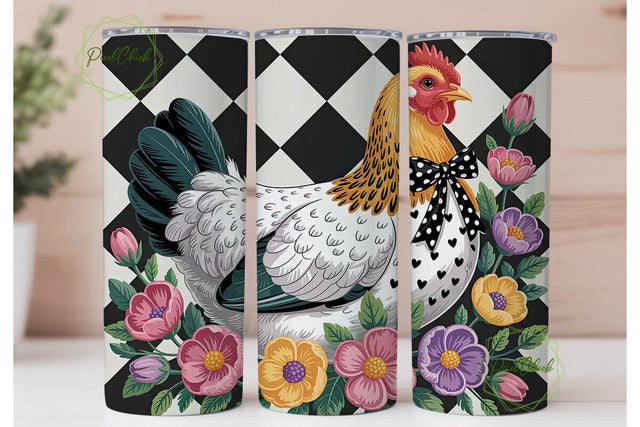 Floral Hen 20oz Tumbler Wrap Sublimation PixelChick 