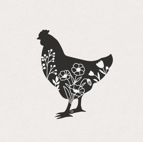 Floral Hen SVG - Farmhouse Chicken Silhouette - Country Animal Cut File for Cricut Silhouette SVG DreamingSVG 