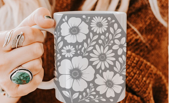 Floral Hexagon SVG | Filled and Original Versions | Mother's Day Geometric Flower Design | Cricut Silhouette Ready SVG So Fontsy VIP Design Shop 