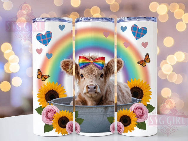 Floral Highland Cow Bathtub Tumbler Wrap, Floral Cow Wrap, 20Oz Sublimation Design, Cute Cow In Tub Cup, Farm Animal Drinkware, Bathtub Cow Tumbler, Floral Highland Cow Mug Design Sublimation SvggirlplusArt 