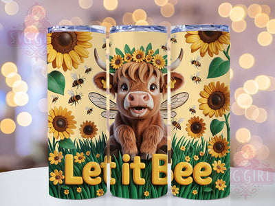 Floral Highland Cow Bee Tumbler, Cute Cow Tumbler, Floral Bee Wrap, Let It Bee Wrap, Adorable Cow Wrap, Sublimation Design, Trendy Gift Idea Sublimation SvggirlplusArt 