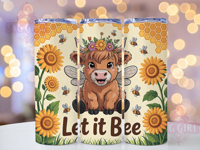 Floral Highland Cow Bee Tumbler, Cute Cow Tumbler, Floral Bee Wrap, Let It Bee Wrap, Adorable Cow Wrap, Sublimation Design, Trendy Gift Idea Sublimation SvggirlplusArt 