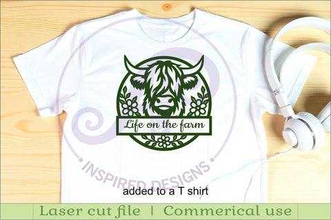 Floral Highland Cow Name Sign SVG. Farmhouse Family SVG APInspireddesigns 