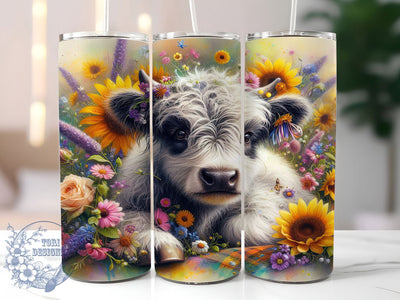 Floral Highland Cow Tumbler, Floral Cow Tumbler, Stylish 20oz Wrap, Sublimation Design, Trendy Gift Idea, Rustic Cow Wrap, Highland Floral Tumbler Sublimation ToriDesigns 