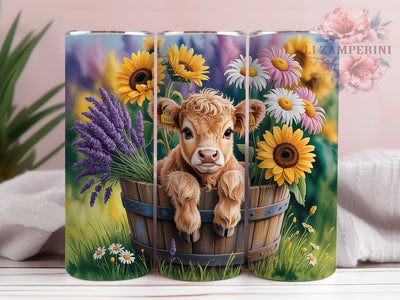 Floral Highland Cow Tumbler, Floral Tumbler, Rustic 20oz Wrap, Sublimation Design, Stylish Gift Idea, Country Cow Wrap, Western Floral Tumbler Sublimation Li Zamperini 