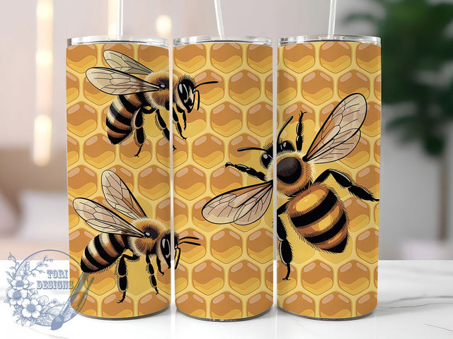 Floral Honey Bee Honeycomb 3D Tumbler, 3D Floral Bee Wrap, Beehive Tumbler Sublimation, Honeycomb And Flowers Cup, Nature Bee Drinkware, Bumblebee Tumbler Design, Floral Honey Bee Wrap Sublimation ToriDesigns 