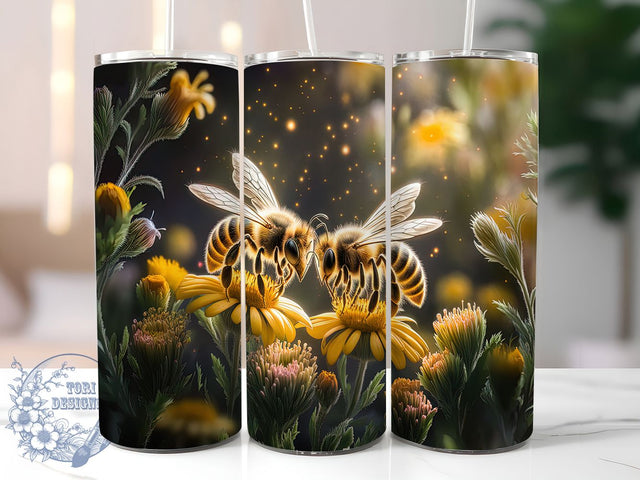 Floral Honey Bee Wildflower Tumbler, Floral Bee Cup, 20oz Bumblebee Wrap, Bees and Flowers Sublimation PNG, Nature Inspired Tumbler, Wildflower Bee Aesthetic, Boho Bee Hive Design Sublimation ToriDesigns 