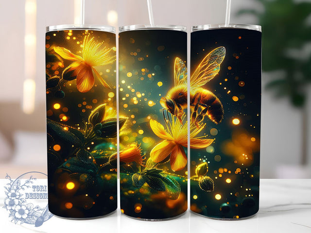 Floral Honey Bee Wildflower Tumbler, Floral Bee Cup, 20oz Bumblebee Wrap, Bees and Flowers Sublimation PNG, Nature Inspired Tumbler, Wildflower Bee Aesthetic, Boho Bee Hive Design Sublimation ToriDesigns 