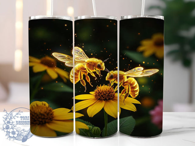 Floral Honey Bee Wildflower Tumbler, Floral Bee Cup, 20oz Bumblebee Wrap, Bees and Flowers Sublimation PNG, Nature Inspired Tumbler, Wildflower Bee Aesthetic, Boho Bee Hive Design Sublimation ToriDesigns 