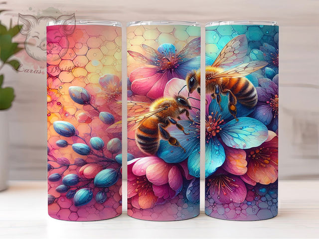 Floral Honeycomb Bee Tumbler, Floral Bee Tumbler, Honeycomb Pattern Wrap, Cute Bee Wrap, Spring Floral Wrap, Sublimation Design, Trendy Gift Idea Sublimation Lara' s Designs 