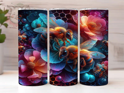 Floral Honeycomb Bee Tumbler, Floral Bee Tumbler, Honeycomb Pattern Wrap, Cute Bee Wrap, Spring Floral Wrap, Sublimation Design, Trendy Gift Idea Sublimation Lara' s Designs 