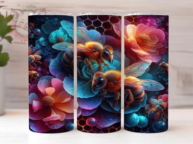 Floral Honeycomb Bee Tumbler, Floral Bee Tumbler, Honeycomb Pattern Wrap, Cute Bee Wrap, Spring Floral Wrap, Sublimation Design, Trendy Gift Idea Sublimation Lara' s Designs 