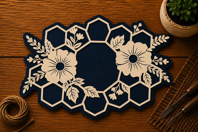 Floral Honeycomb Decorative Frame Laser Cut SVG File SVG Regulrcrative 