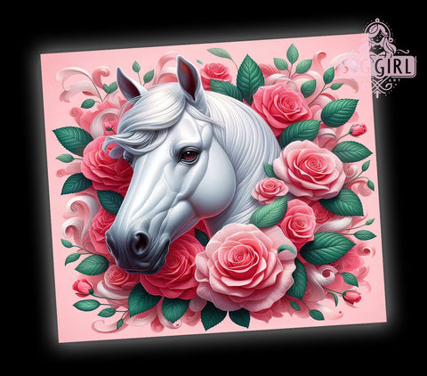 Floral Horse 20oz Tumbler Wrap Sublimation Design, Straight Tapered Tumbler Wrap, Horse Lover Tumbler Png, Instant Digital Download Sublimation SvggirlplusArt 