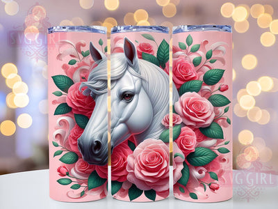 Floral Horse 20oz Tumbler Wrap Sublimation Design, Straight Tapered Tumbler Wrap, Horse Lover Tumbler Png, Instant Digital Download Sublimation SvggirlplusArt 