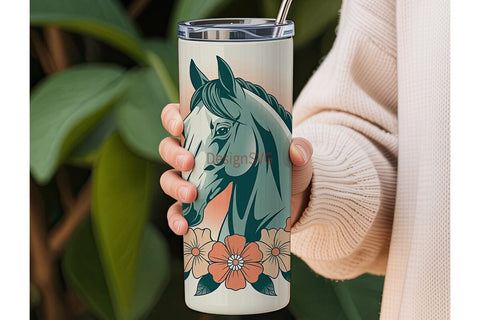 Floral Horse 20oz Tumbler Wrap Sublimation DesignSVG 