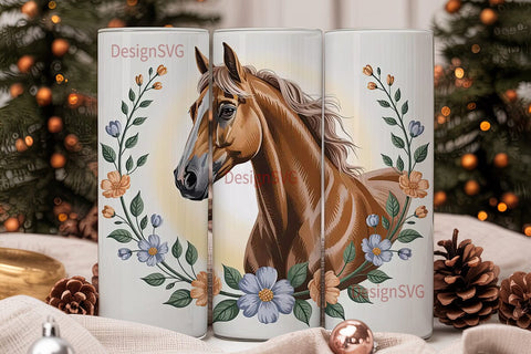 Floral Horse 20oz Tumbler Wrap Sublimation DesignSVG 