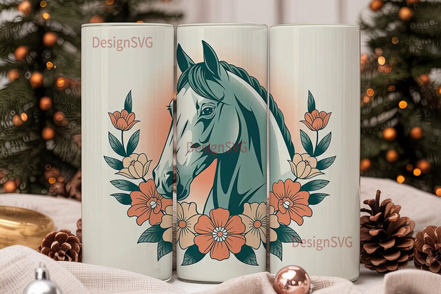 Floral Horse 20oz Tumbler Wrap Sublimation DesignSVG 