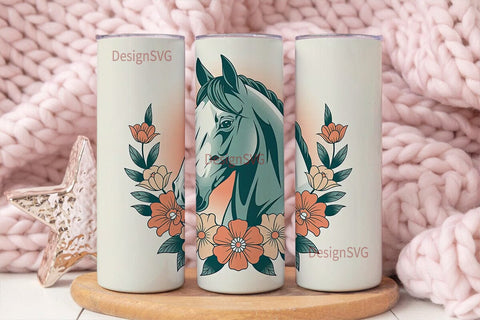 Floral Horse 20oz Tumbler Wrap Sublimation DesignSVG 