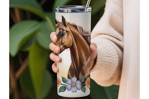 Floral Horse 20oz Tumbler Wrap Sublimation DesignSVG 