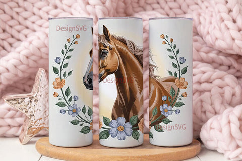Floral Horse 20oz Tumbler Wrap Sublimation DesignSVG 
