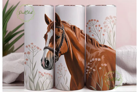 Floral Horse 20oz Tumbler Wrap Sublimation PixelChick 
