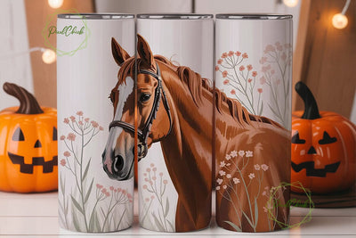 Floral Horse 20oz Tumbler Wrap Sublimation PixelChick 