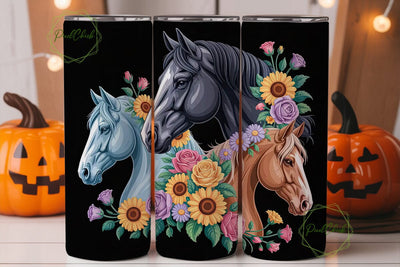 Floral Horse 20oz Tumbler Wrap Sublimation PixelChick 