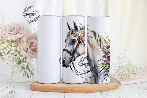 Floral Horse 20oz Tumbler Wrap Sublimation sassyprint 