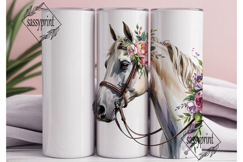 Floral Horse 20oz Tumbler Wrap Sublimation sassyprint 
