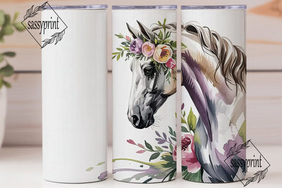 Floral Horse 20oz Tumbler Wrap Sublimation sassyprint 