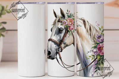 Floral Horse 20oz Tumbler Wrap Sublimation sassyprint 