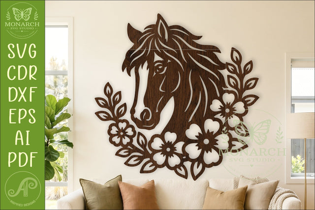 Floral Horse Head SVG Wildflower Wall Decor Laser Cut File SVG APInspireddesigns 
