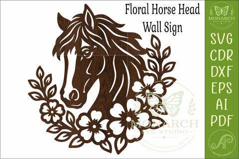 Floral Horse Head SVG Wildflower Wall Decor Laser Cut File SVG APInspireddesigns 