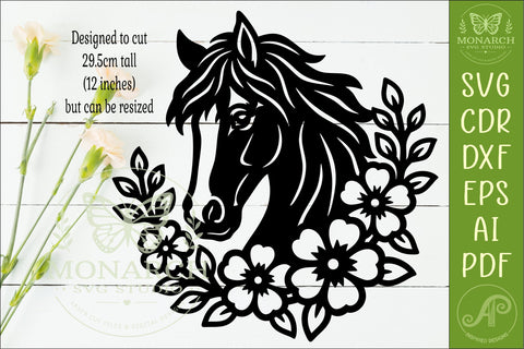 Floral Horse Head SVG Wildflower Wall Decor Laser Cut File SVG APInspireddesigns 