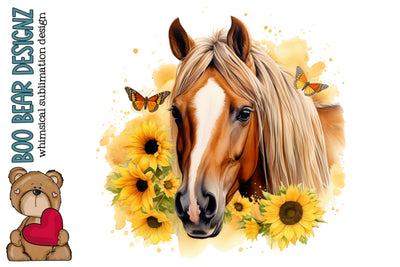 Floral Horse Sublimation design Sublimation Boo Bear Designz 