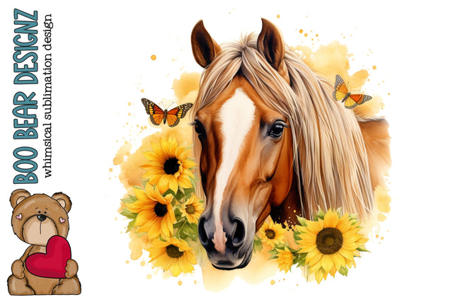 Floral Horse Sublimation design Sublimation Boo Bear Designz 