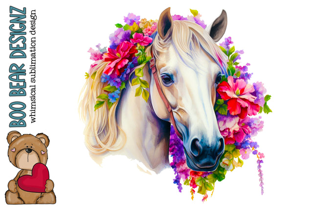 Floral Horse Sublimation design Sublimation Boo Bear Designz 