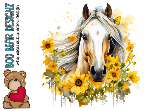 Floral Horse Sublimation Sublimation Boo Bear Designz 
