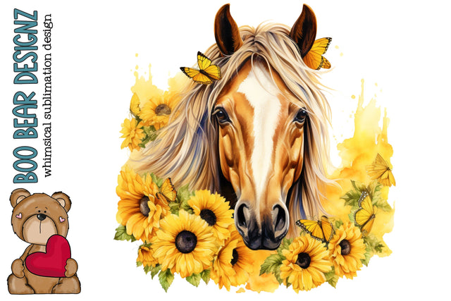 Floral Horse Sublimation Sublimation Boo Bear Designz 