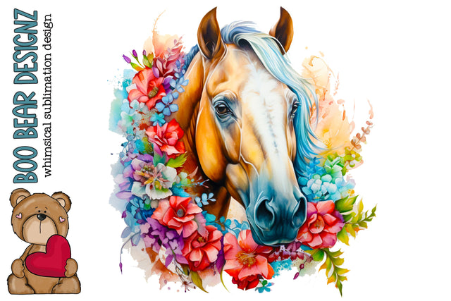 Floral Horse Sublimation Sublimation Boo Bear Designz 