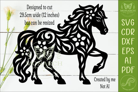 Floral Horse SVG Laser Cut File, Western Horse Wall Art SVG APInspireddesigns 