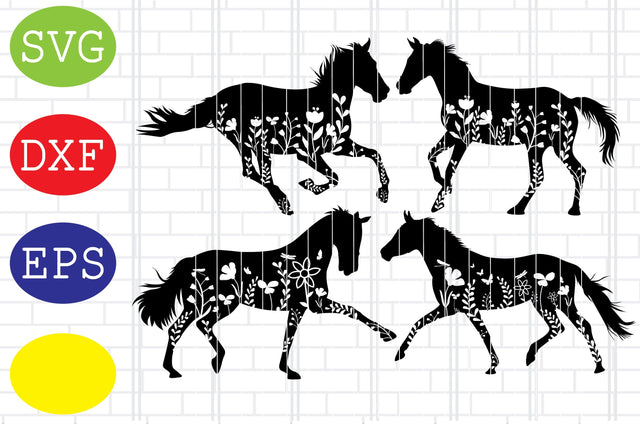 Floral Horse Svg, Wildflower Svg, Horse Girl Svg, Farmhouse Svg, Horse Lover Svg, Jpg, Eps, Dxf Files SVG DigitalSvgFiles 