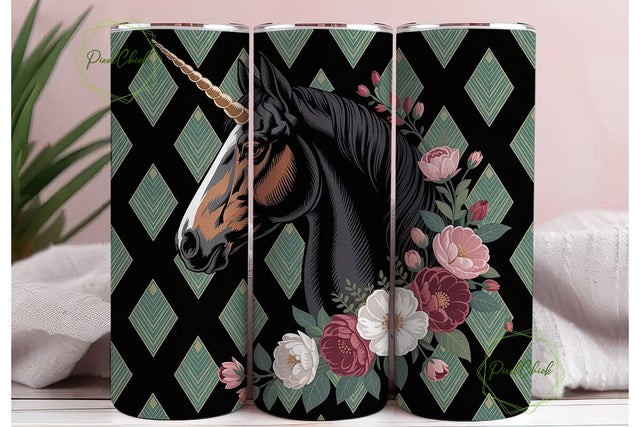 Floral Horse Tumbler Wrap PNG Sublimation PixelChick 